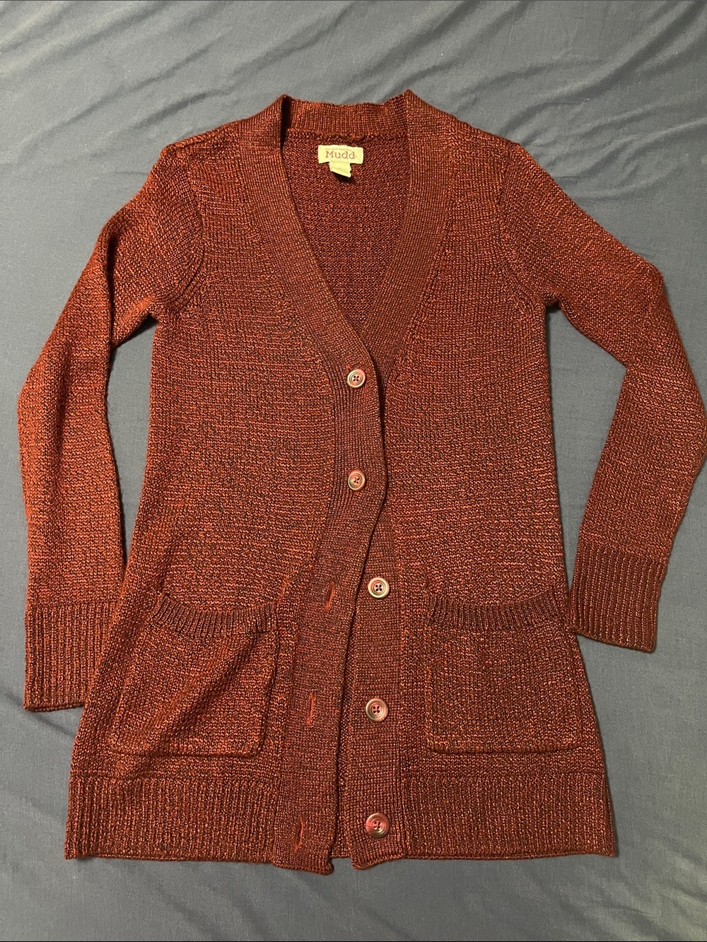 Mudd Maroon Knit Longline Cardigan with Pockets